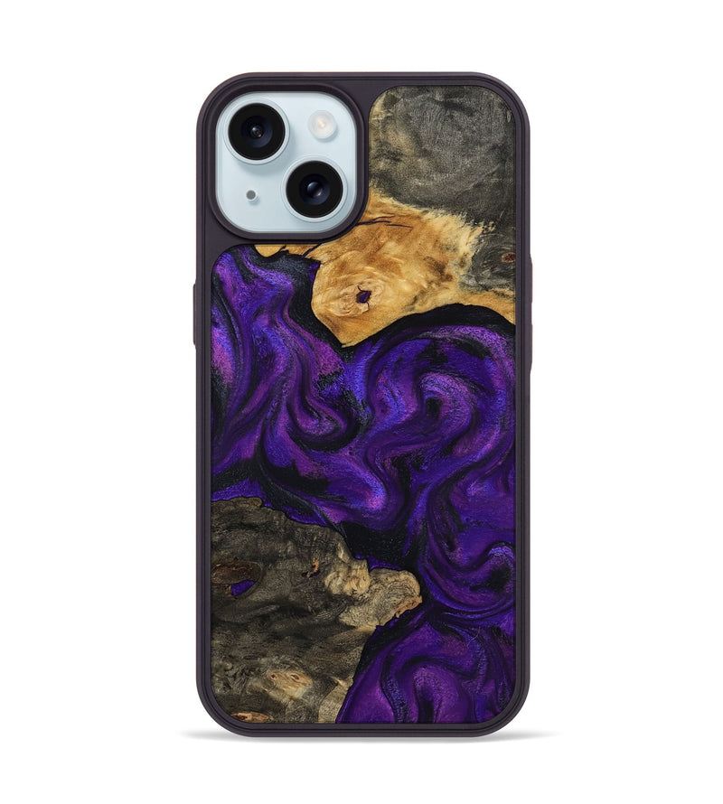 iPhone 15 Wood Phone Case - Cicely (Purple, 800042)