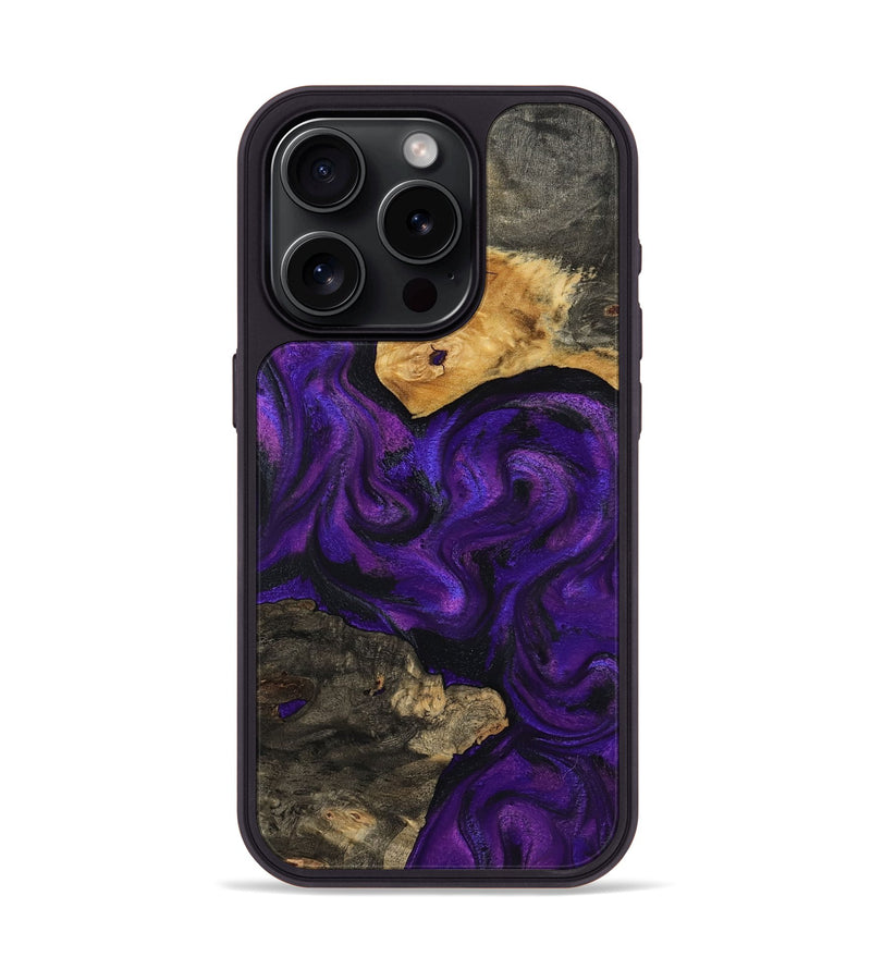 iPhone 15 Pro Wood Phone Case - Cicely (Purple, 800042)