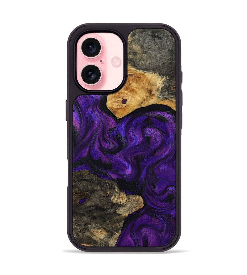 iPhone 16 Wood Phone Case - Cicely (Purple, 800042)