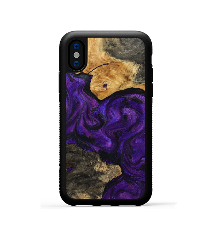 iPhone Xs Wood Phone Case - Cicely (Purple, 800042)