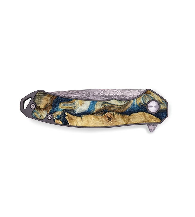 EDC Wood Pocket Knife - Nash (Teal & Gold, 800047)