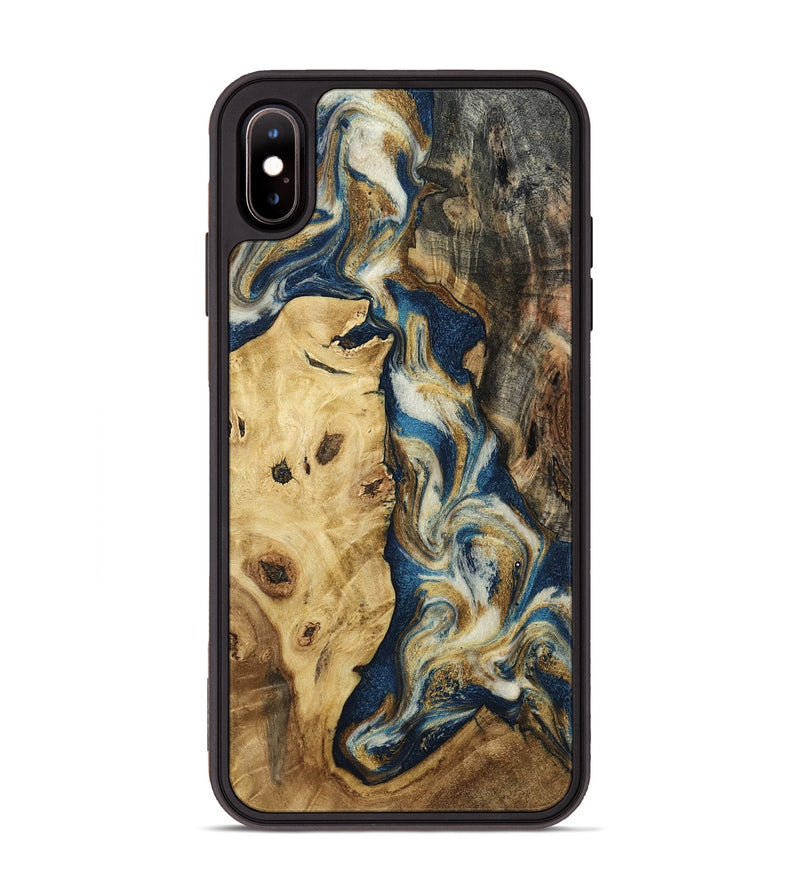 iPhone Xs Max Wood Phone Case - Nash (Teal & Gold, 800047)