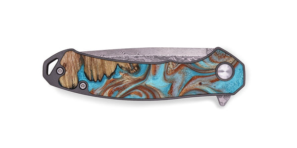 EDC Wood Pocket Knife - Louie (Teal & Gold, 800048)