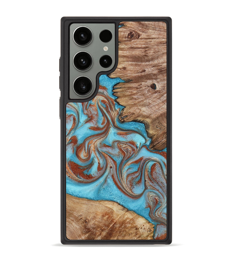 Galaxy S23 Ultra Wood Phone Case - Louie (Teal & Gold, 800048)