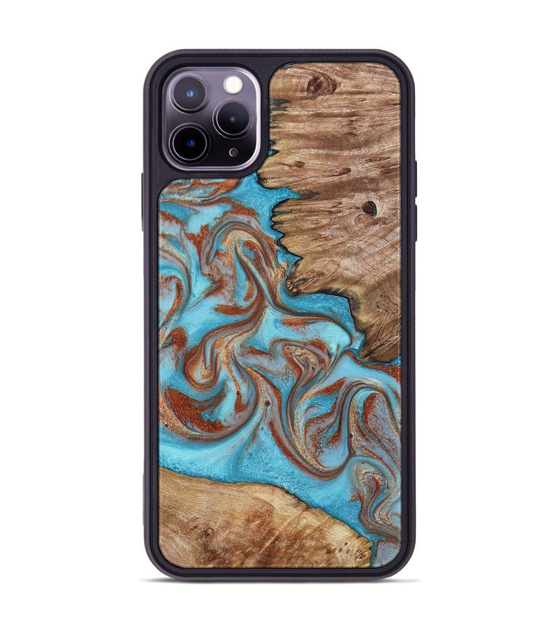 iPhone 11 Pro Max Wood Phone Case - Louie (Teal & Gold, 800048)