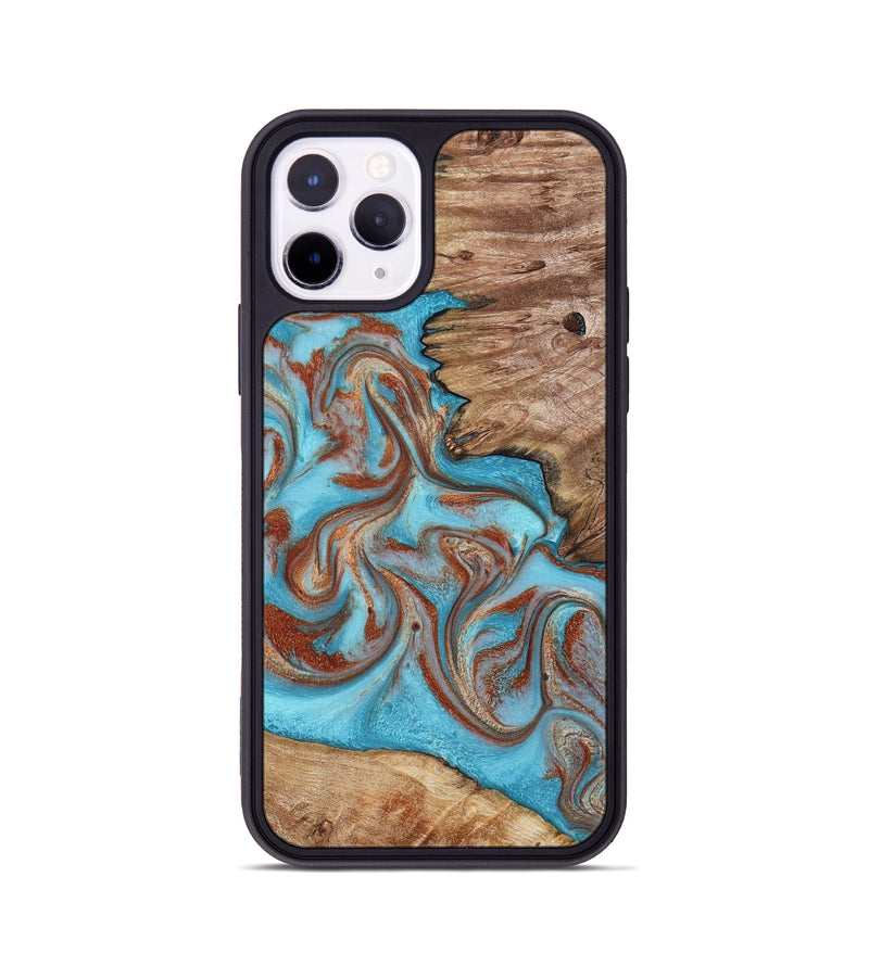 iPhone 11 Pro Wood Phone Case - Louie (Teal & Gold, 800048)