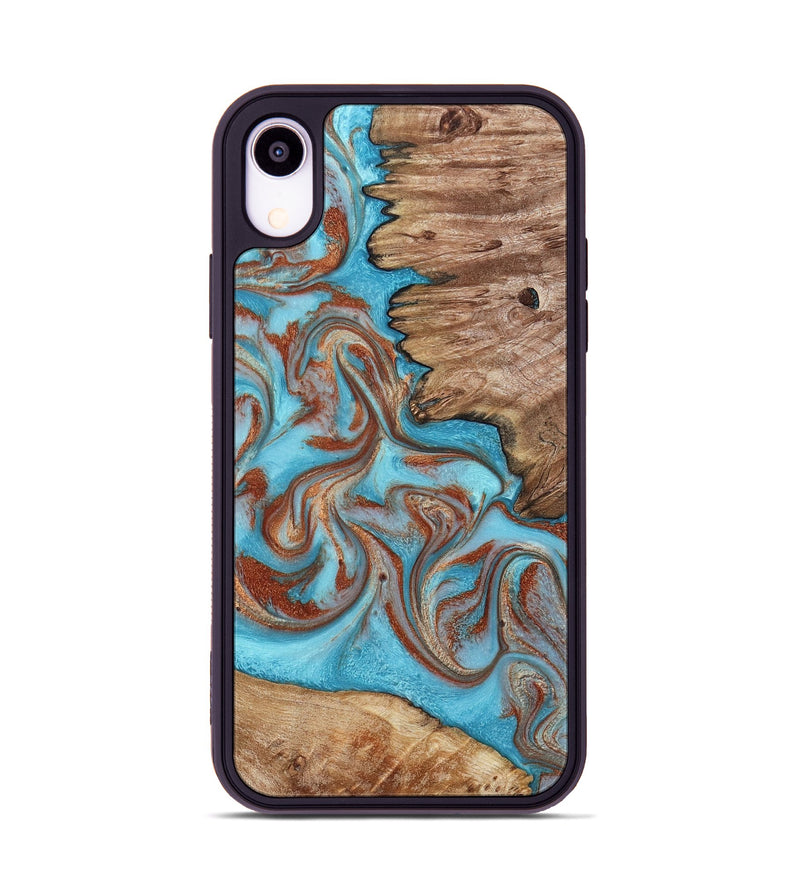 iPhone Xr Wood Phone Case - Louie (Teal & Gold, 800048)