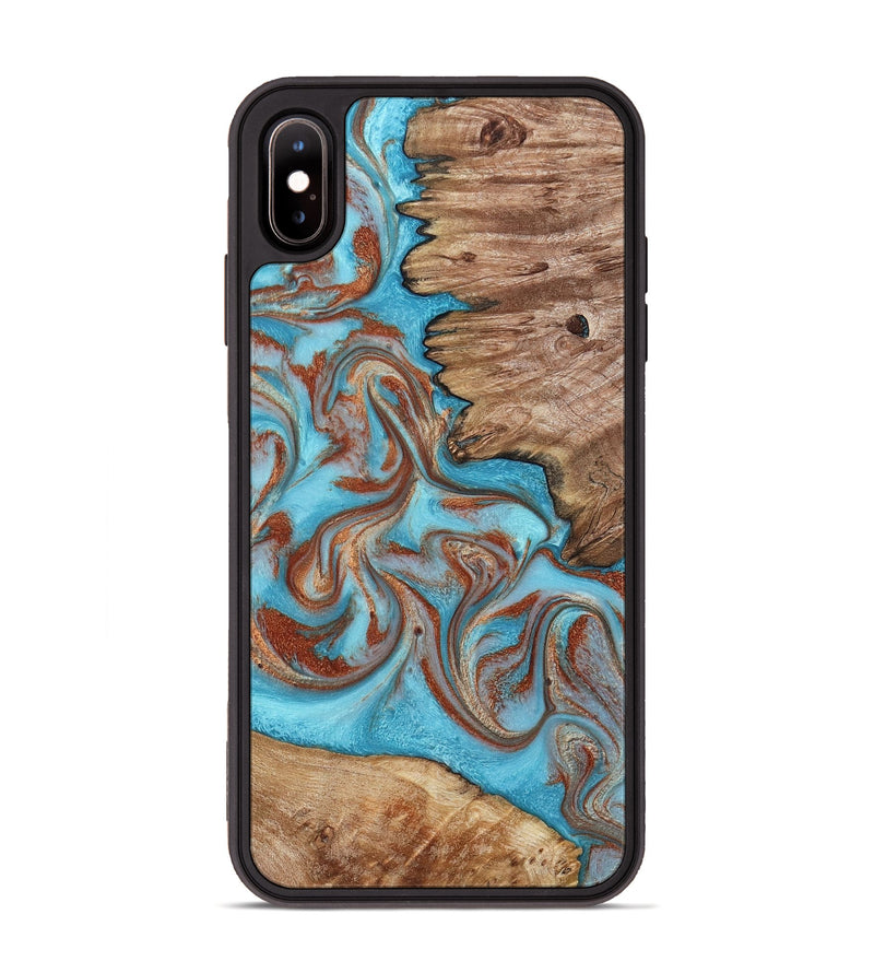 iPhone Xs Max Wood Phone Case - Louie (Teal & Gold, 800048)