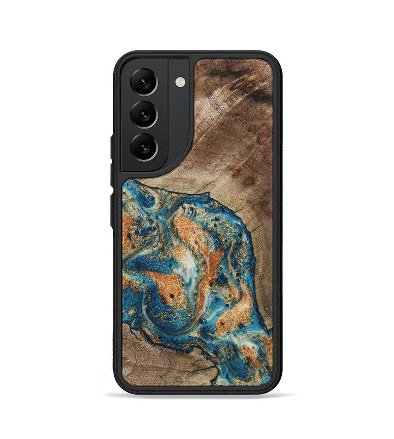 Galaxy S22 Wood Phone Case - Maura (Teal & Gold, 800049)