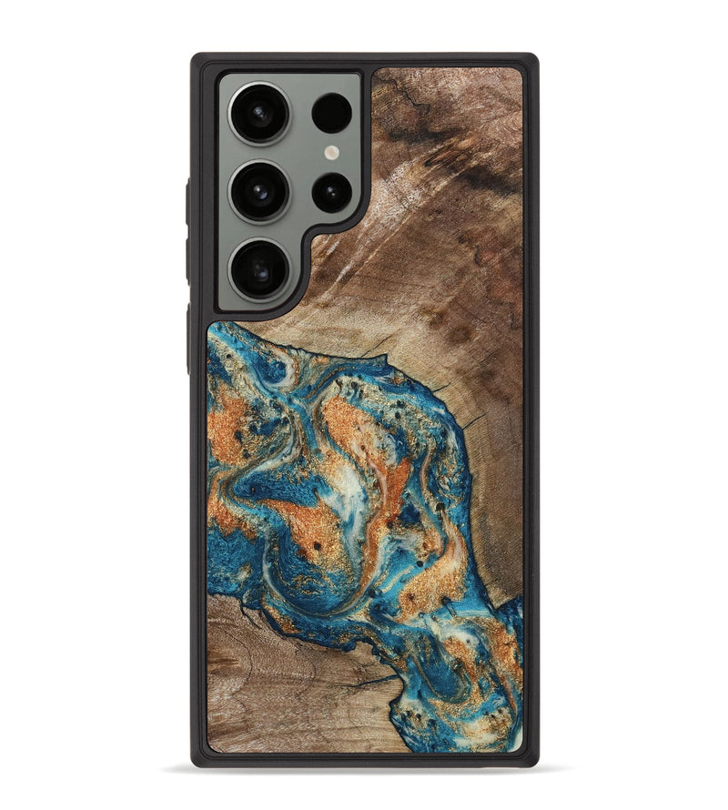 Galaxy S23 Ultra Wood Phone Case - Maura (Teal & Gold, 800049)