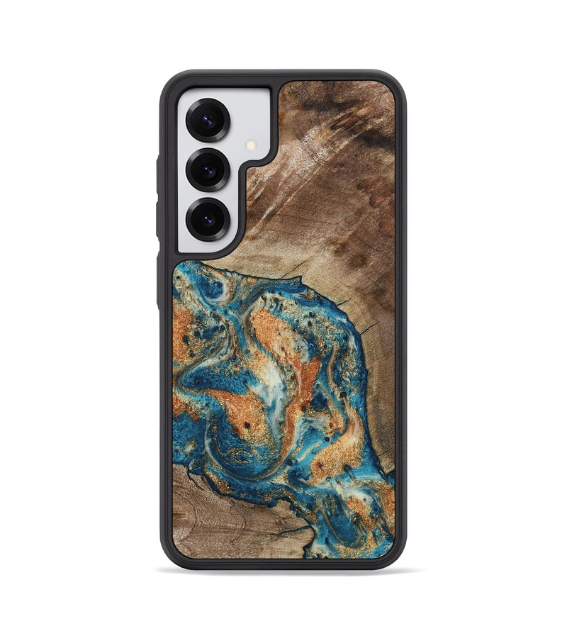 Galaxy S25 Wood Phone Case - Maura (Teal & Gold, 800049)