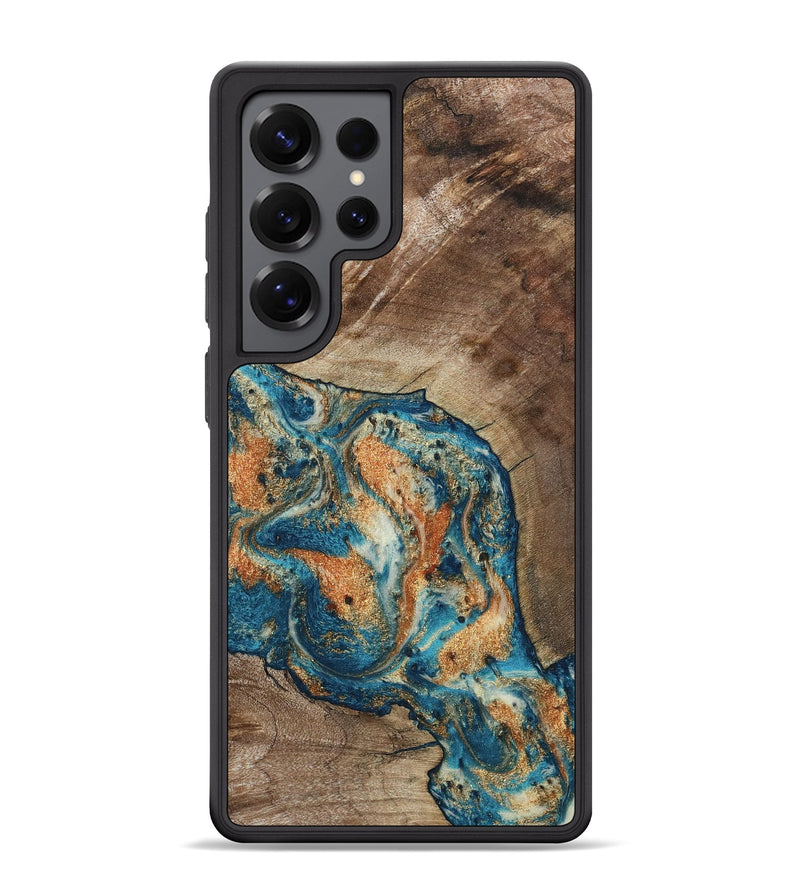 Galaxy S25 Ultra Wood Phone Case - Maura (Teal & Gold, 800049)