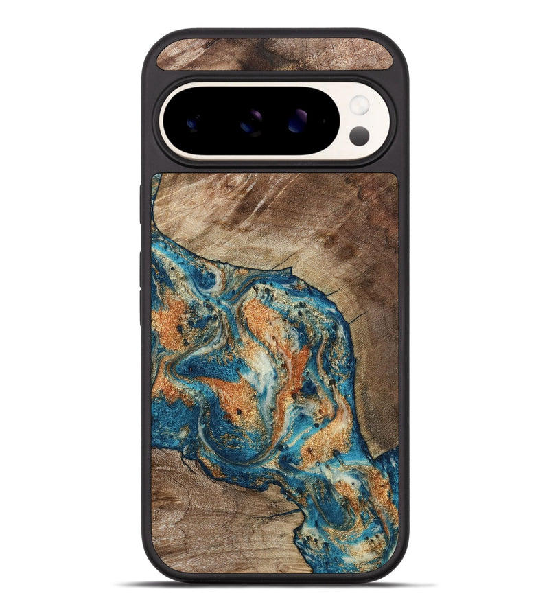 Pixel 9 Pro XL Wood Phone Case - Maura (Teal & Gold, 800049)