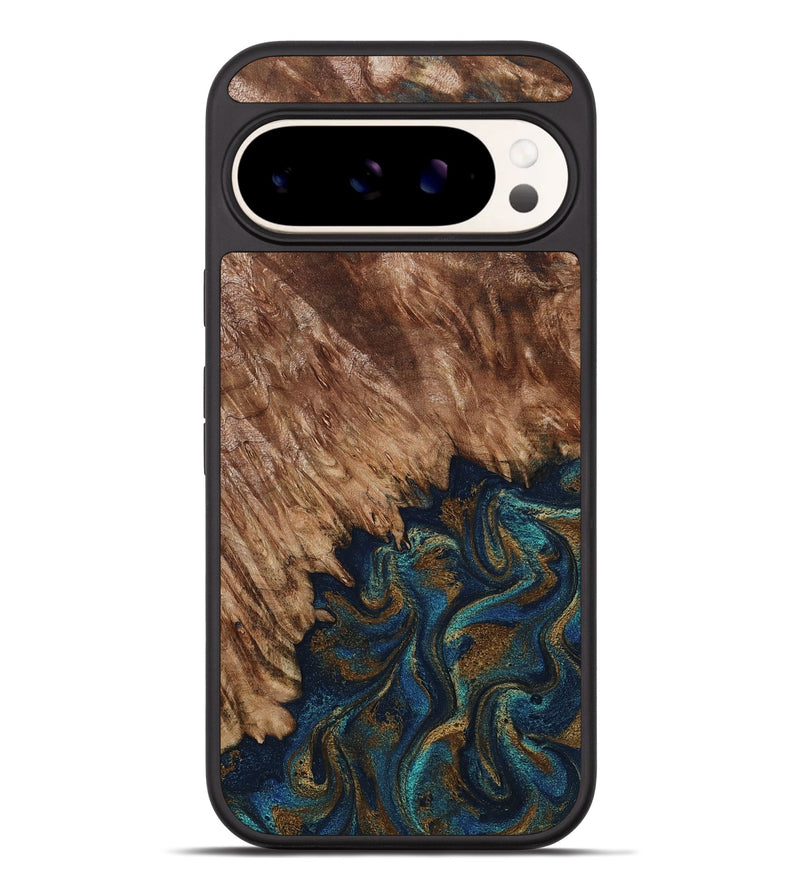 Pixel 9 Pro XL Wood Phone Case - Lylah (Teal & Gold, 800050)