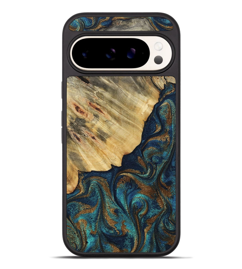 Pixel 9 Pro XL Wood Phone Case - Burt (Teal & Gold, 800051)