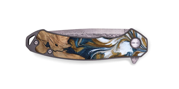 EDC Wood Pocket Knife - Kathi (Teal & Gold, 800052)