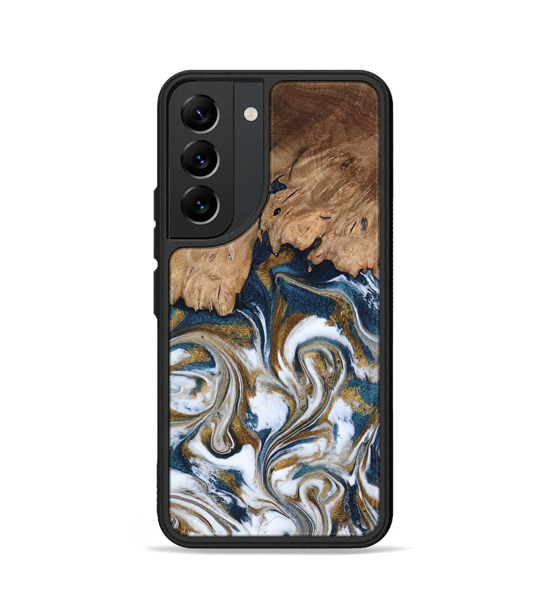 Galaxy S22 Wood Phone Case - Kathi (Teal & Gold, 800052)
