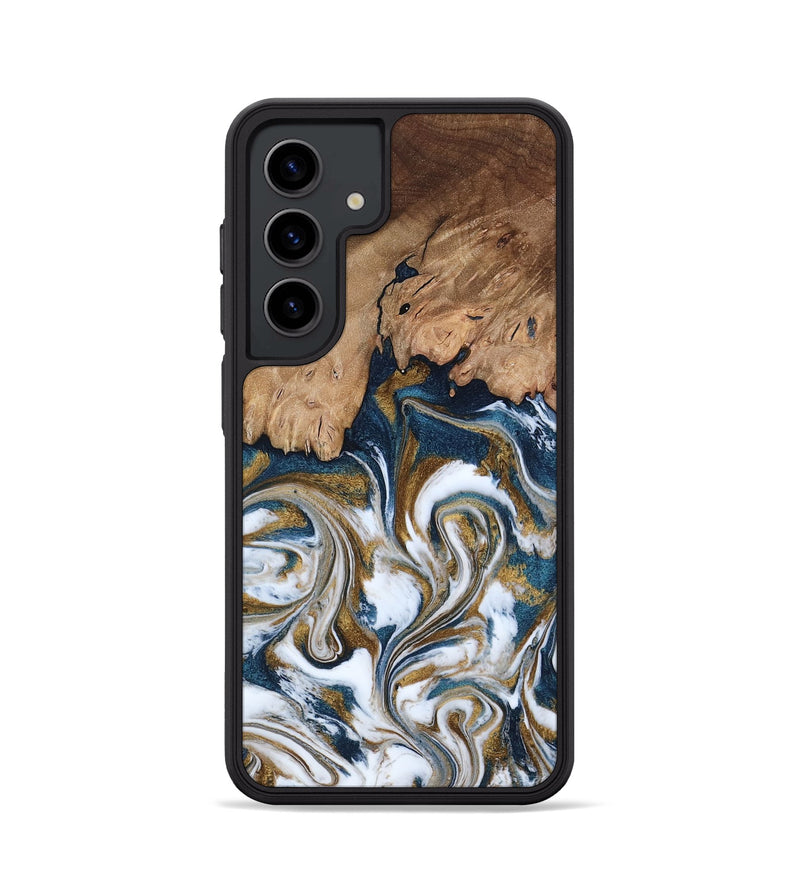 Galaxy S24 Wood Phone Case - Kathi (Teal & Gold, 800052)