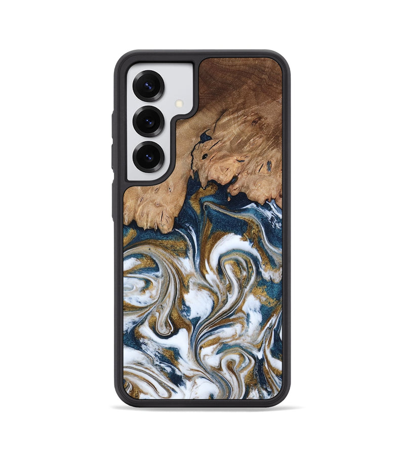 Galaxy S25 Wood Phone Case - Kathi (Teal & Gold, 800052)