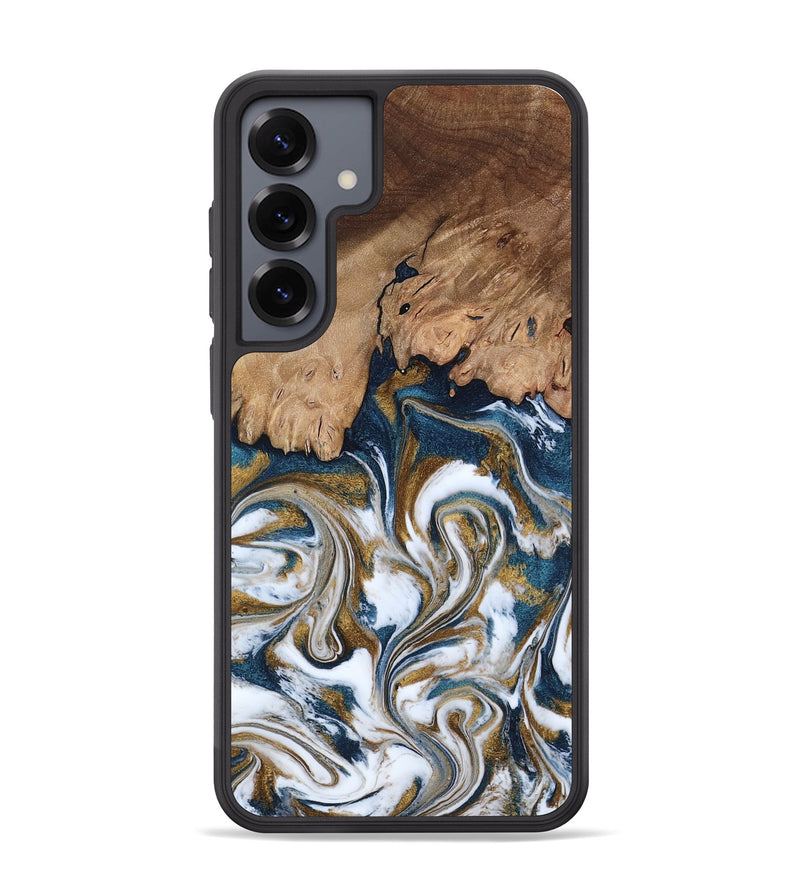 Galaxy S25 Plus Wood Phone Case - Kathi (Teal & Gold, 800052)