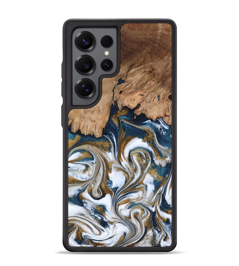 Galaxy S25 Ultra Wood Phone Case - Kathi (Teal & Gold, 800052)