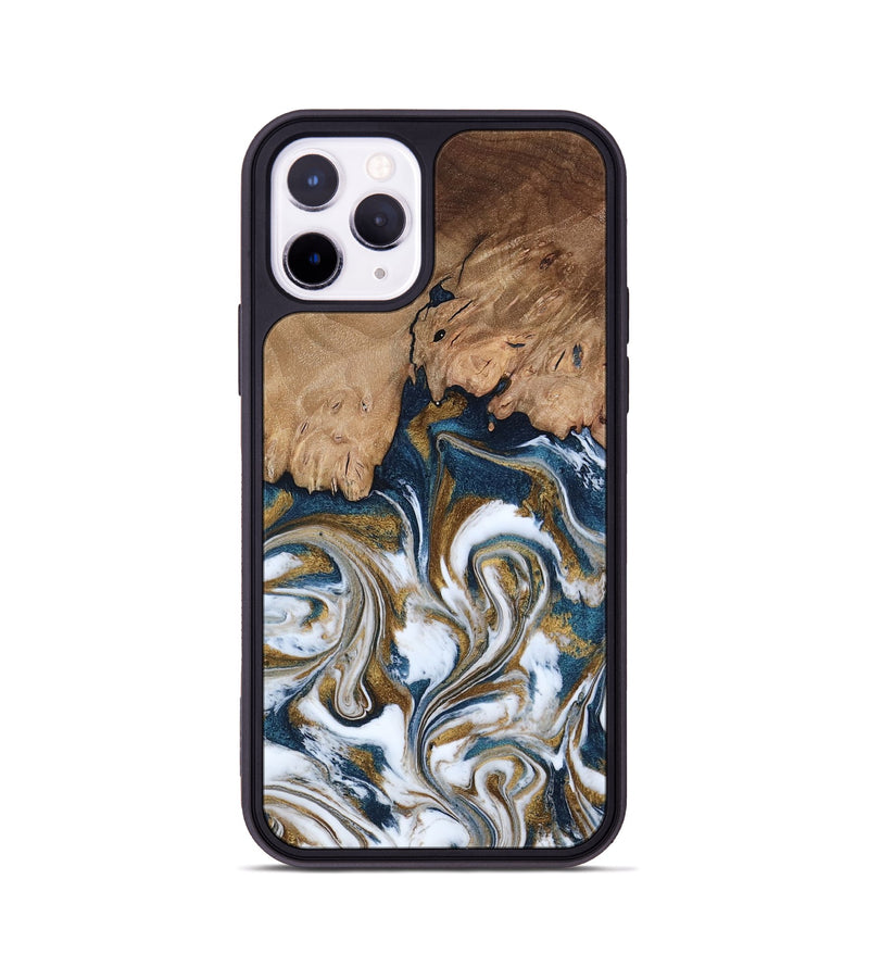 iPhone 11 Pro Wood Phone Case - Kathi (Teal & Gold, 800052)