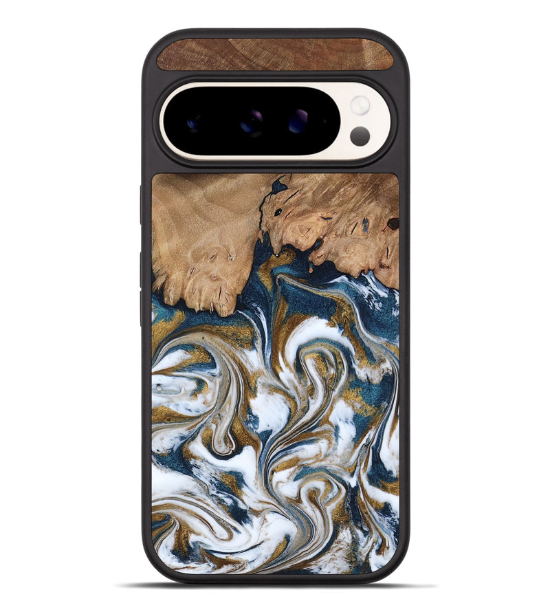Pixel 9 Pro XL Wood Phone Case - Kathi (Teal & Gold, 800052)