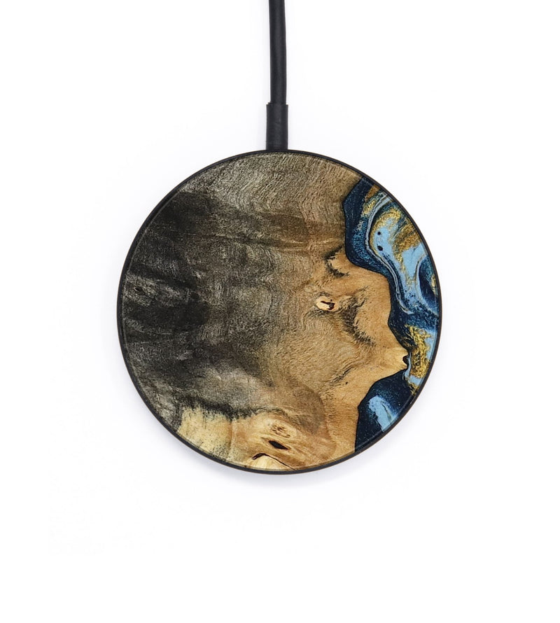 Circle Wood Wireless Charger - Denis (Teal & Gold, 800053)
