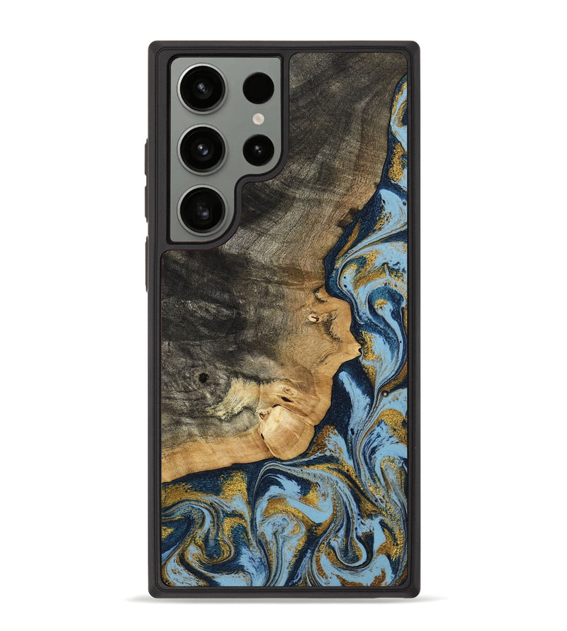 Galaxy S23 Ultra Wood Phone Case - Denis (Teal & Gold, 800053)