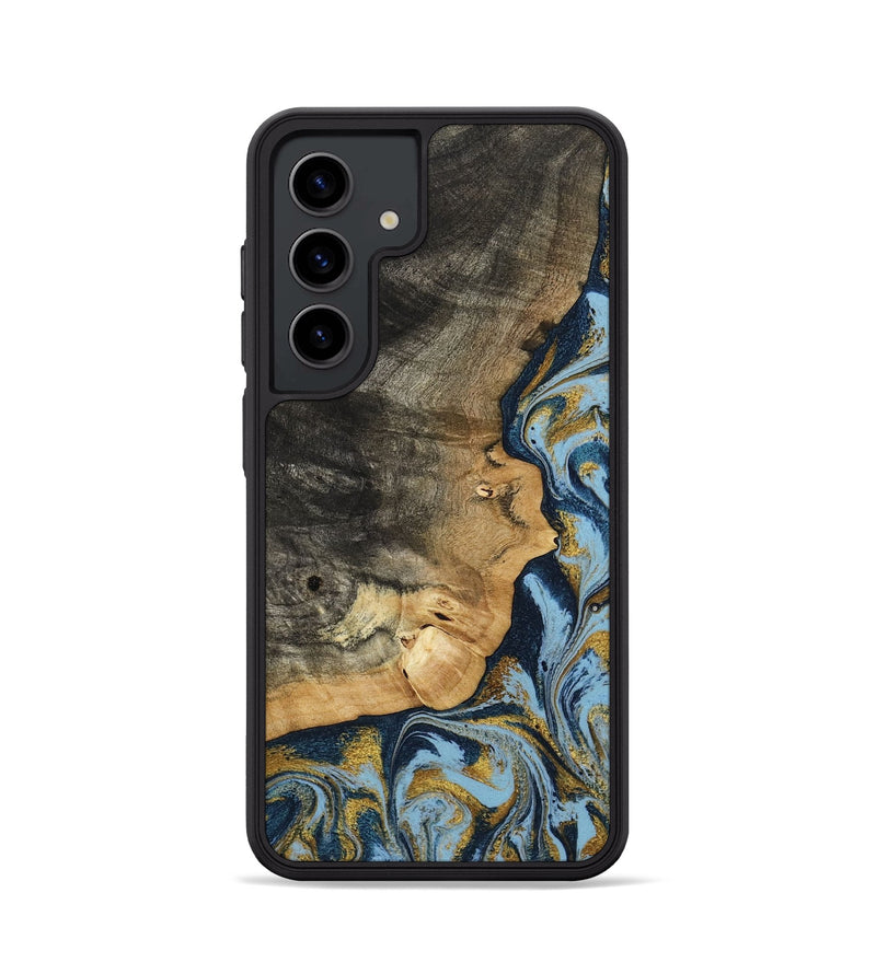 Galaxy S24 Wood Phone Case - Denis (Teal & Gold, 800053)
