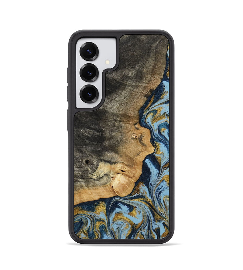 Galaxy S25 Wood Phone Case - Denis (Teal & Gold, 800053)