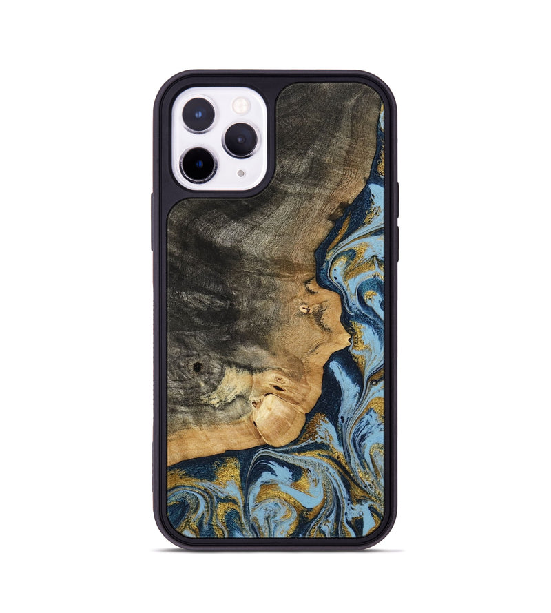 iPhone 11 Pro Wood Phone Case - Denis (Teal & Gold, 800053)
