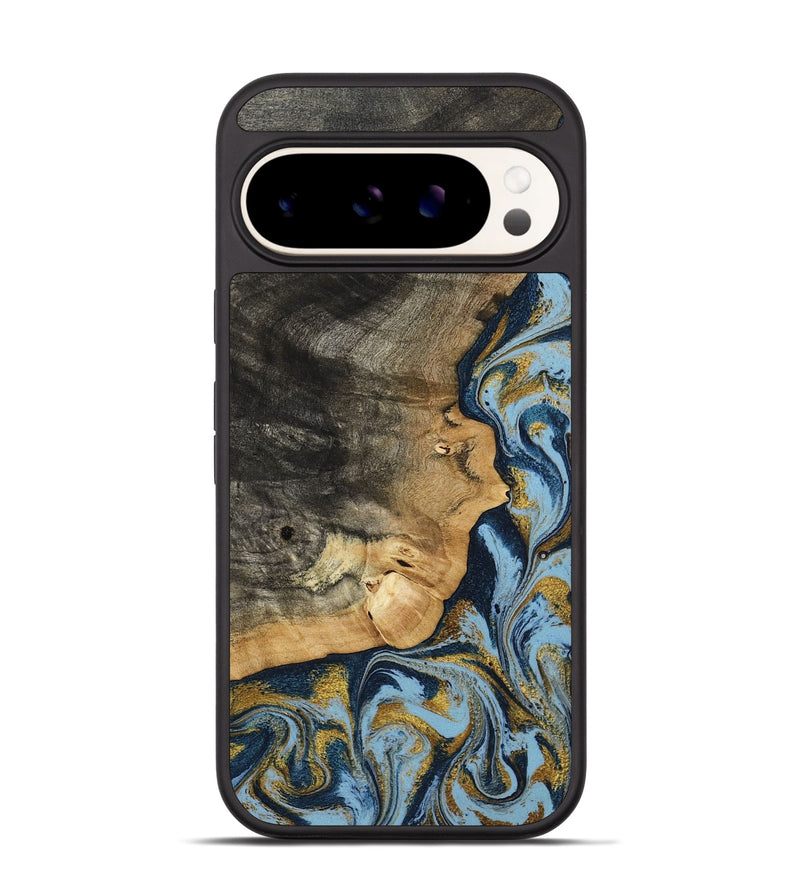Pixel 9 Pro Wood Phone Case - Denis (Teal & Gold, 800053)