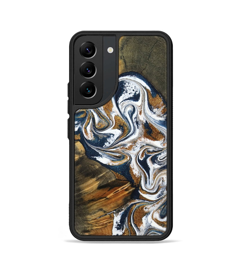 Galaxy S22 Wood Phone Case - Kenyon (Teal & Gold, 800054)