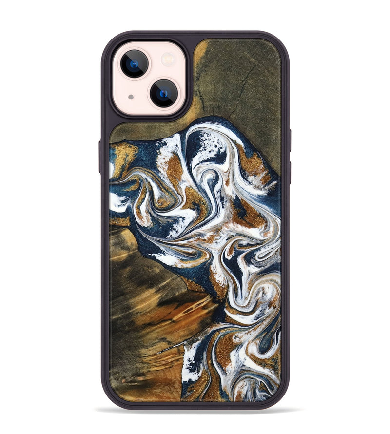 iPhone 14 Plus Wood Phone Case - Kenyon (Teal & Gold, 800054)