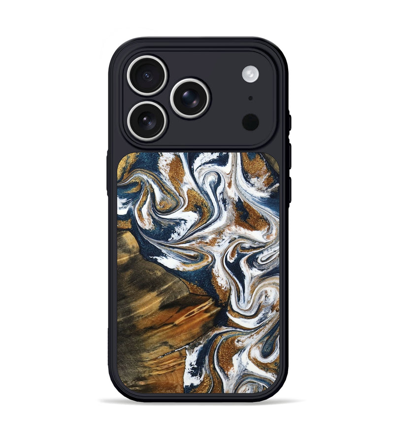 iPhone 17 Pro Wood Phone Case - Kenyon (Teal & Gold, 800054)