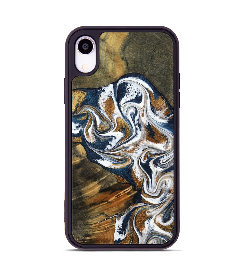 iPhone Xr Wood Phone Case - Kenyon (Teal & Gold, 800054)
