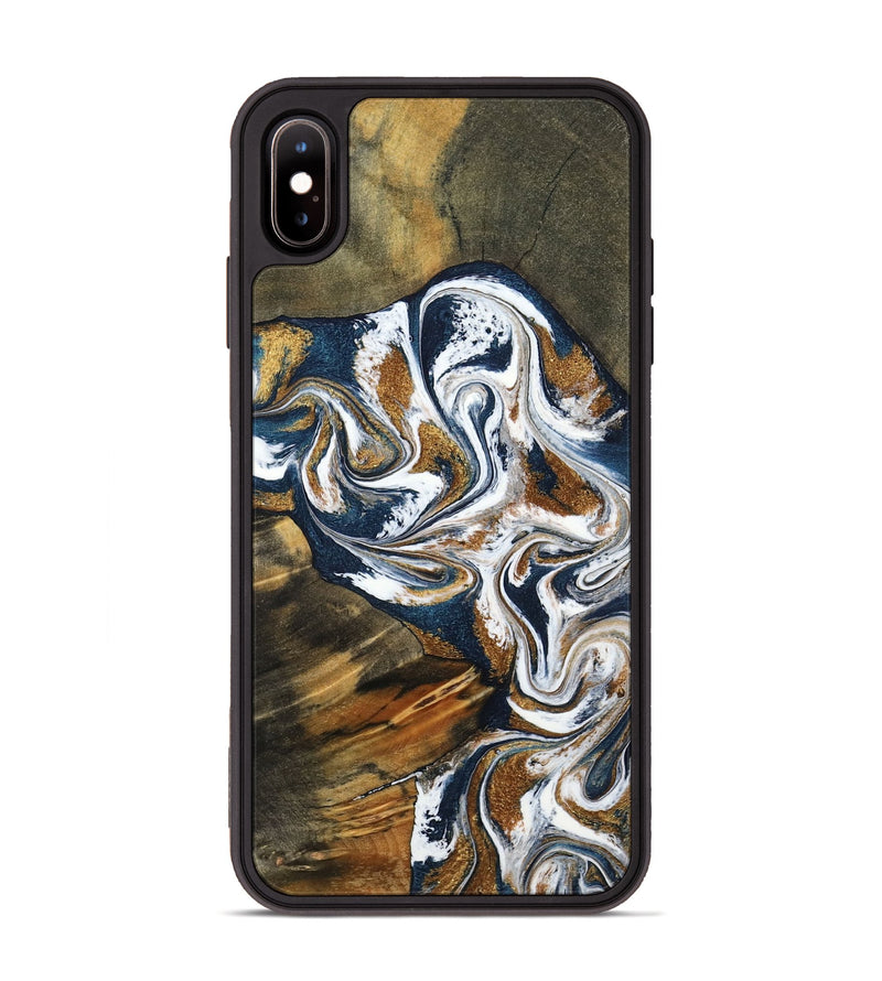 iPhone Xs Max Wood Phone Case - Kenyon (Teal & Gold, 800054)