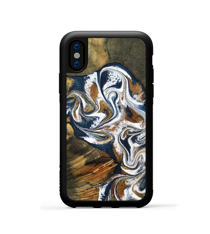 iPhone Xs Wood Phone Case - Kenyon (Teal & Gold, 800054)