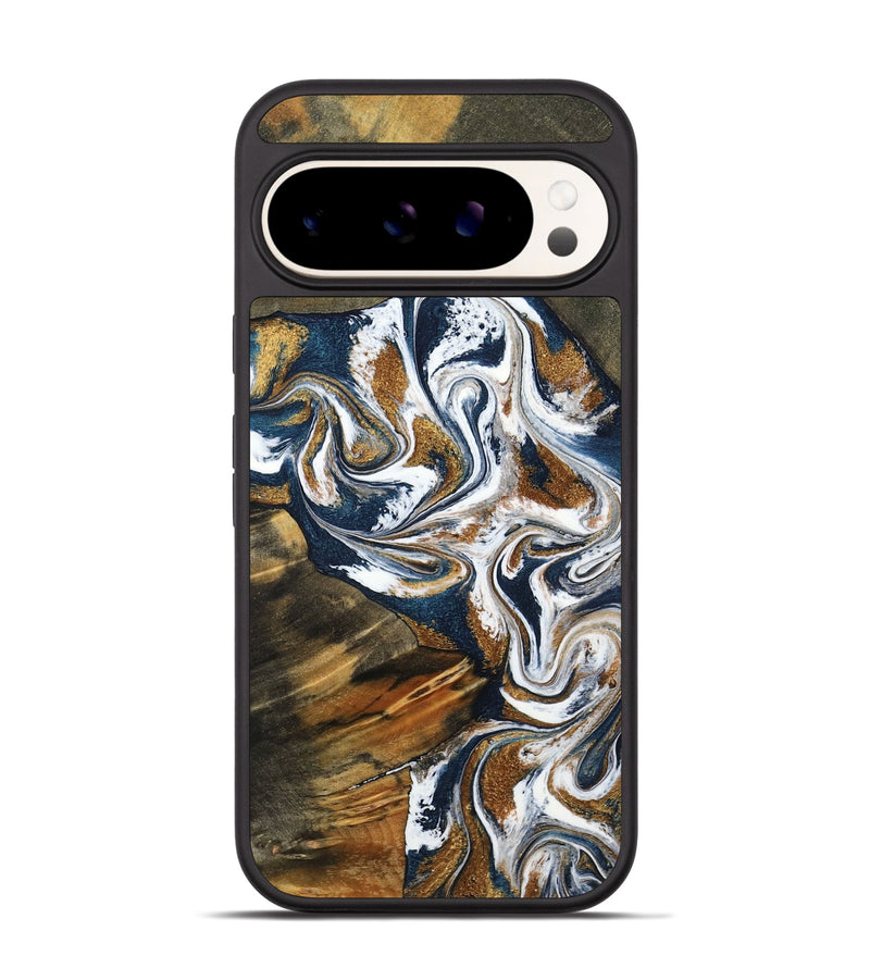 Pixel 9 Wood Phone Case - Kenyon (Teal & Gold, 800054)