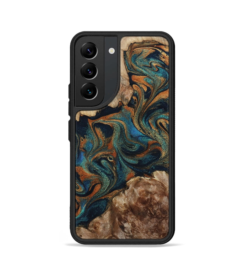 Galaxy S22 Wood Phone Case - Kya (Teal & Gold, 800055)