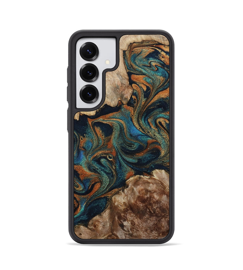 Galaxy S25 Wood Phone Case - Kya (Teal & Gold, 800055)