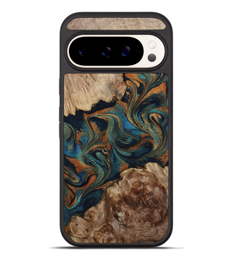 Pixel 10 Pro XL Wood Phone Case - Kya (Teal & Gold, 800055)