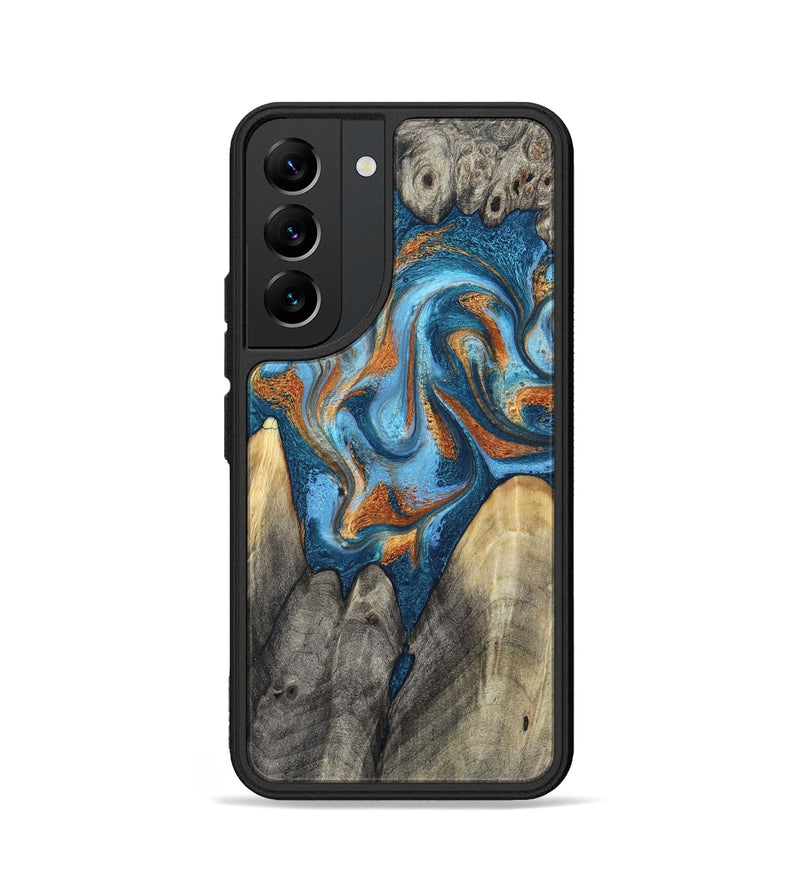 Galaxy S22 Wood Phone Case - Castiel (Teal & Gold, 800057)