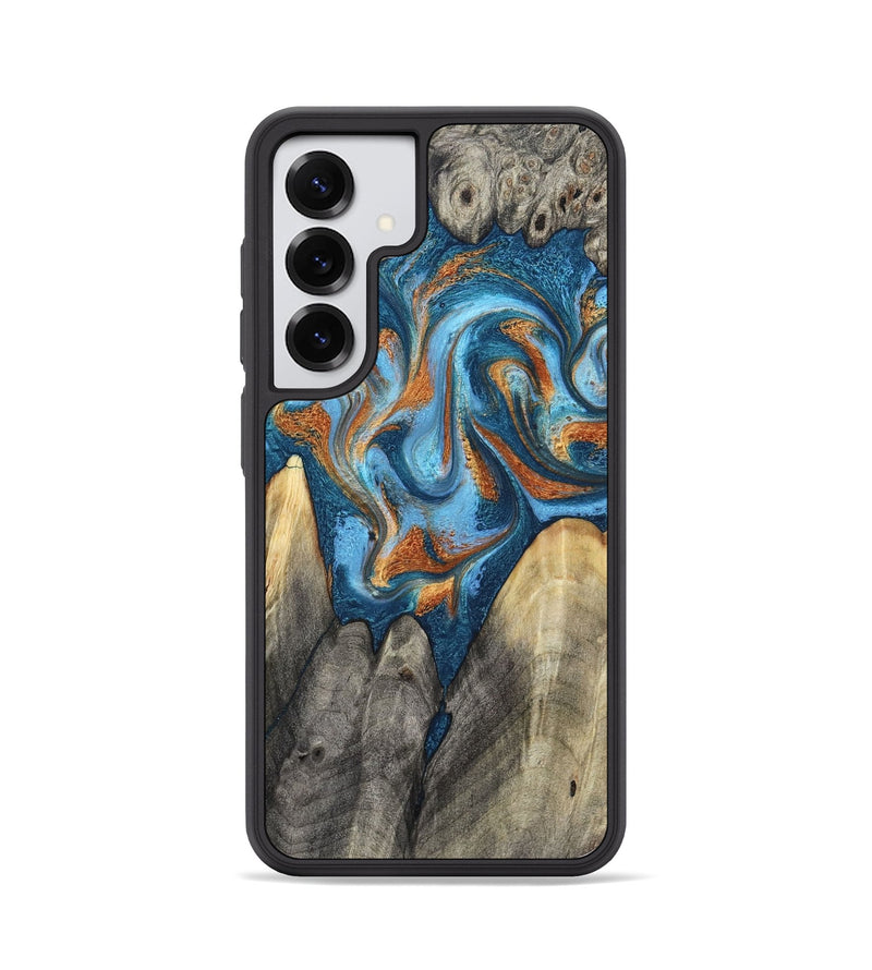 Galaxy S25 Wood Phone Case - Castiel (Teal & Gold, 800057)