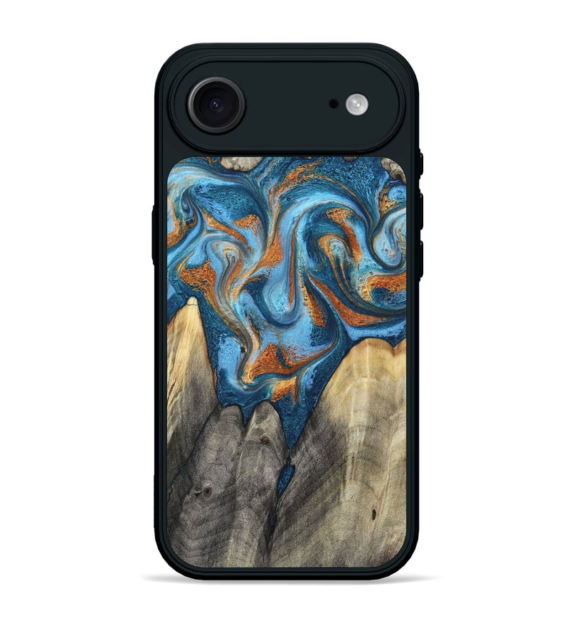 iPhone 17 Air Wood Phone Case - Castiel (Teal & Gold, 800057)
