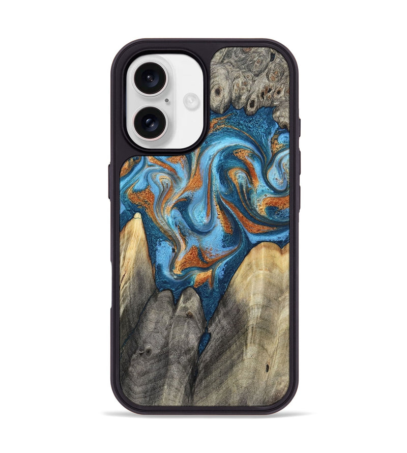 iPhone 17 Wood Phone Case - Castiel (Teal & Gold, 800057)