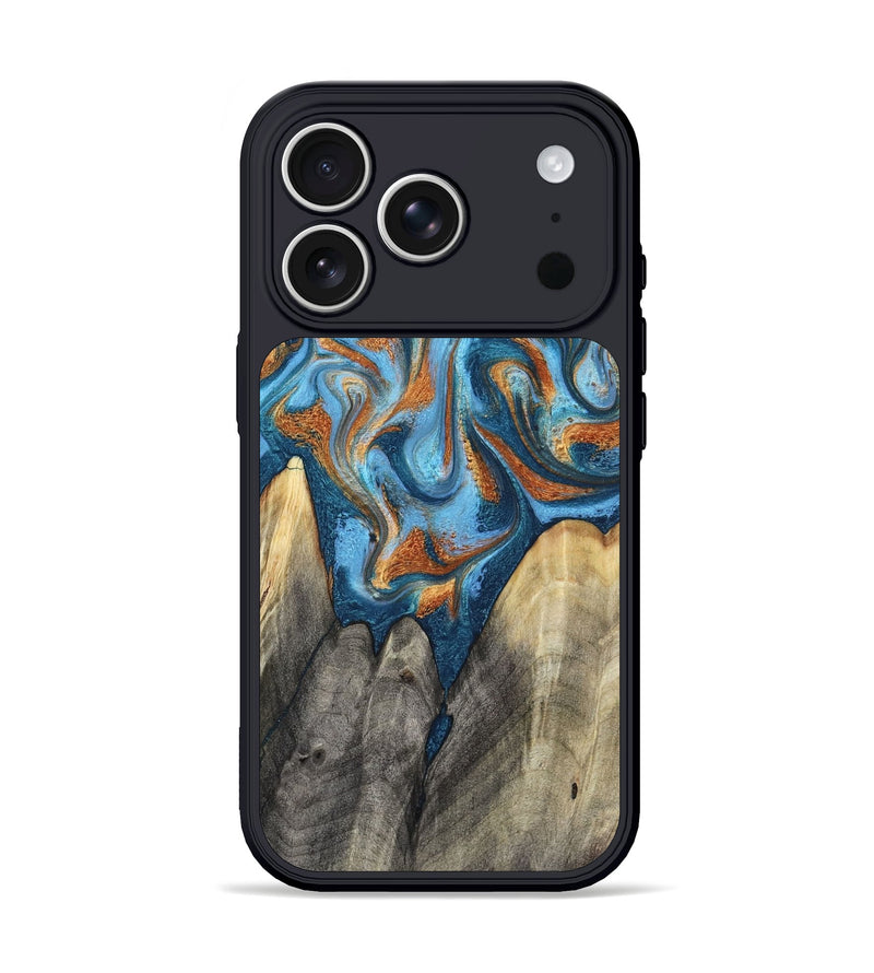 iPhone 17 Pro Wood Phone Case - Castiel (Teal & Gold, 800057)