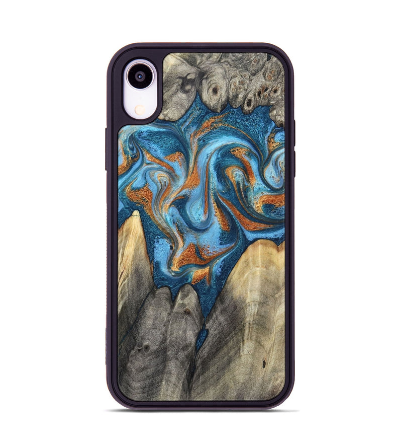 iPhone Xr Wood Phone Case - Castiel (Teal & Gold, 800057)