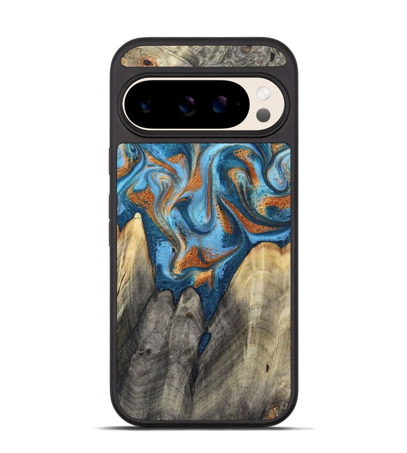 Pixel 10 Wood Phone Case - Castiel (Teal & Gold, 800057)